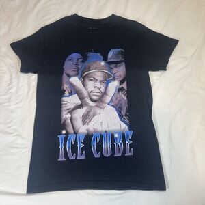 Ice Cube Mens‎ Adult Black Graphic Print T-Shirt Rap Music 80s 90s Retro Small
